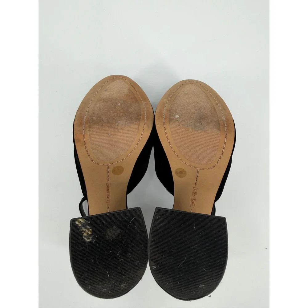 Vince Camuto Black Velvet Platform Heels Ankle Strap Block Heel Pumps Size 6.5M